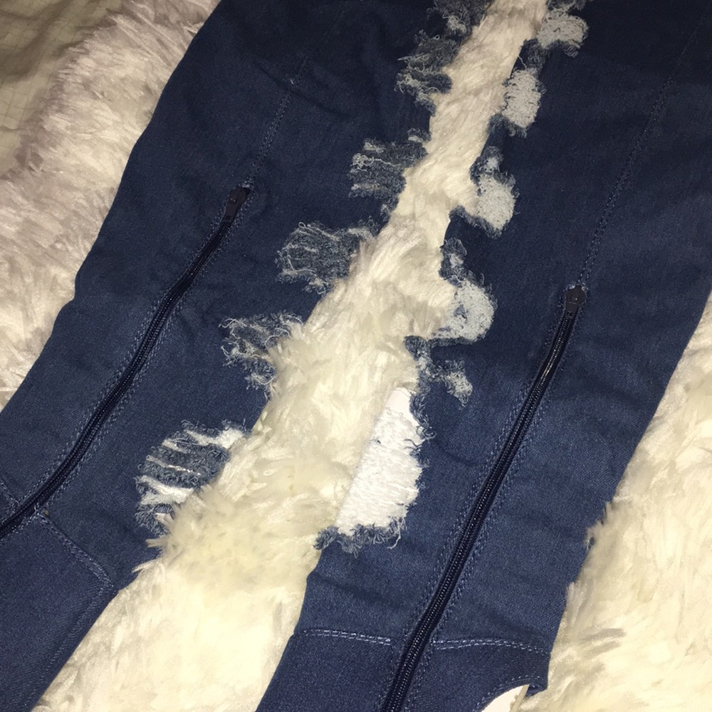 👩🏽‍🎓SALE- Dark Blue Thigh High Open Back Boots - Picture 4 of 6
